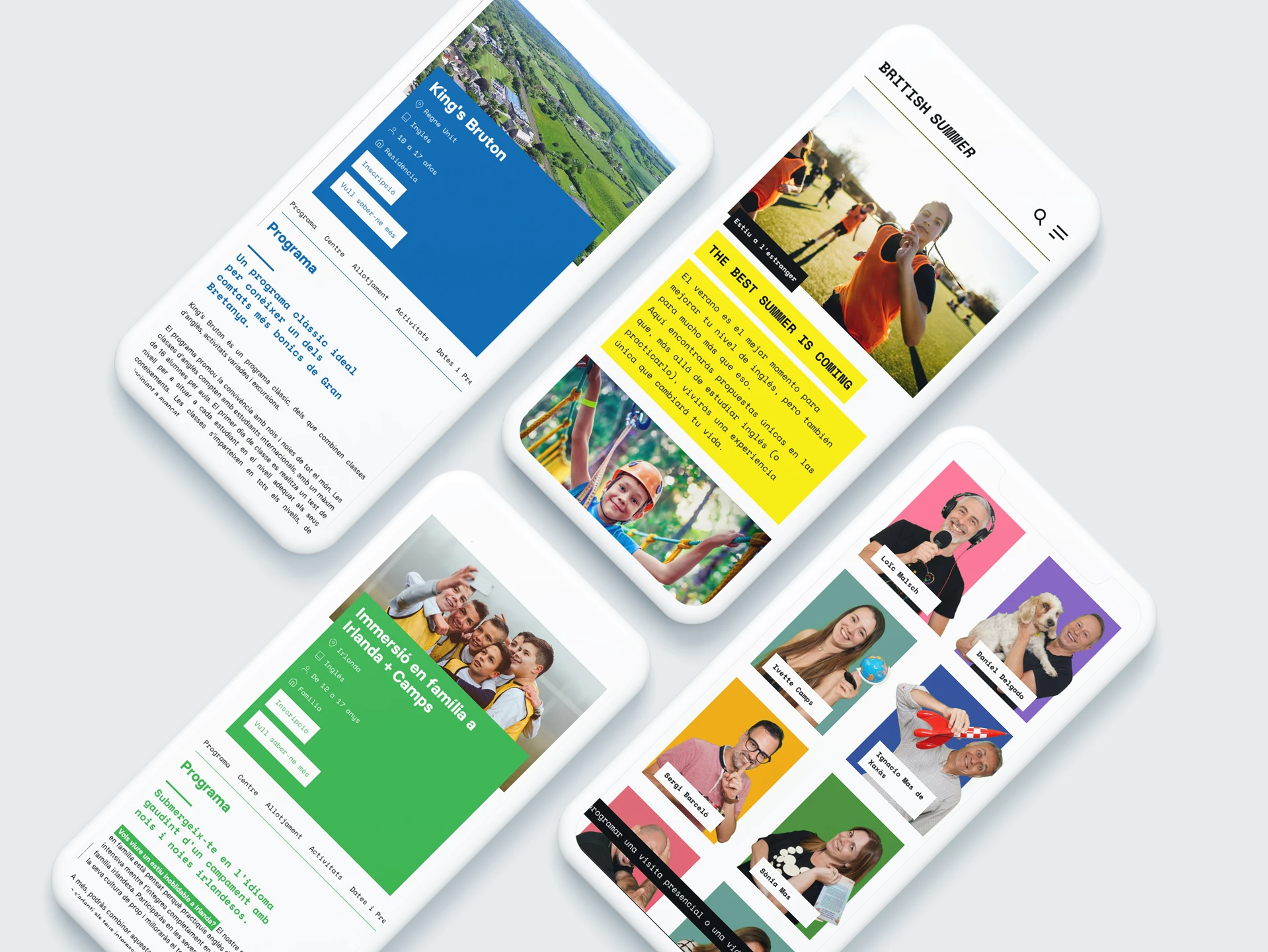 Versió mòbil de la web de British Summer mostrant la navegació del lloc