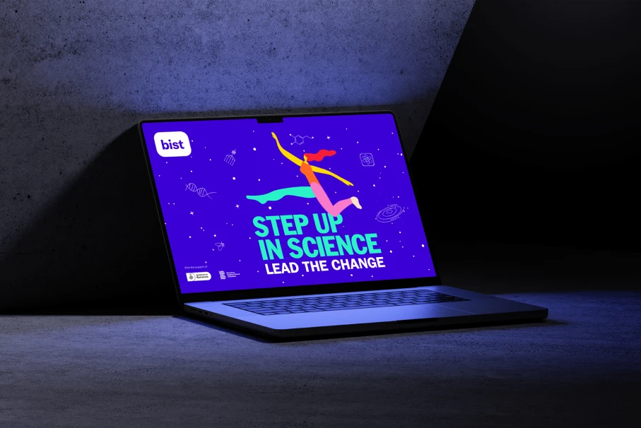 Creative design and visuals for the Step Up in Science campaign for the BIST Scientific Community