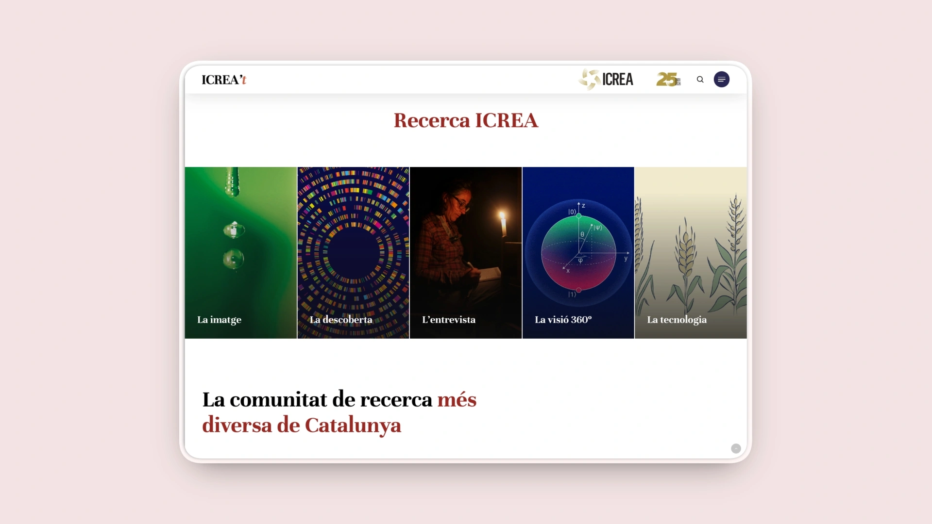 Secció de continguts destacats de la plataforma de divulgació científica d'ICREA, dissenyada per apropar la recerca i fer la ciència més accessible a la ciutadania.