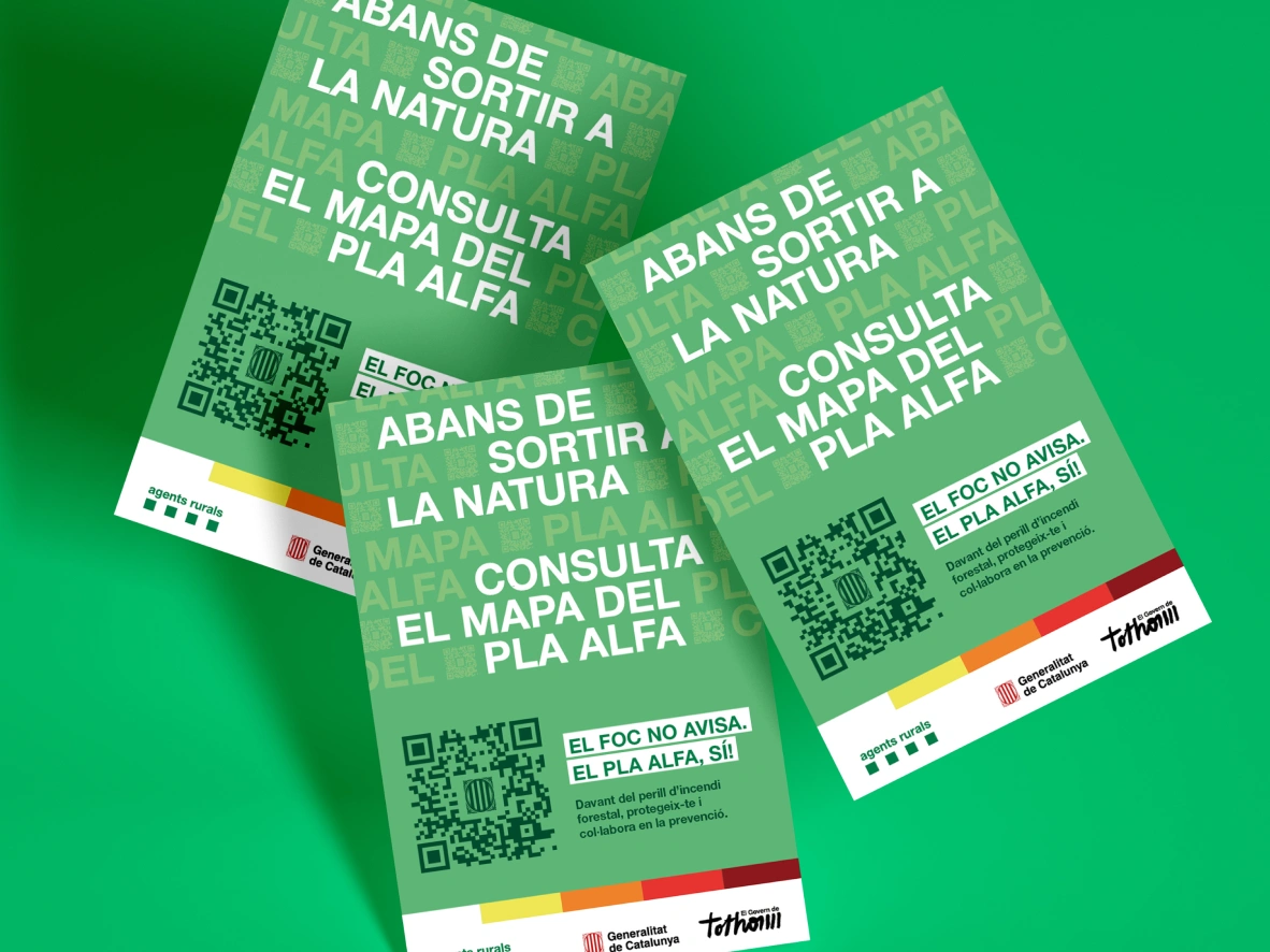 Cartell informatiu de la campanya Pla Alfa sobre prevenció d’incendis forestals